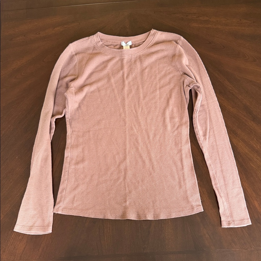 Bozzolo Textured Waffle Crewneck Top - Dusty Mauve